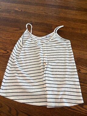 White Birch- Black and White scoop neck knit tank- Medium